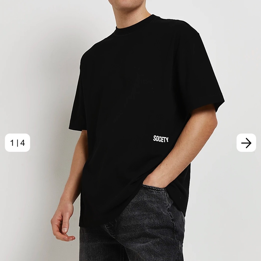 River Island BLACK OVERSIZED BACK GRAPHIC T-SHIRT